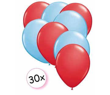 Joni's Winkel Ballonnen Rood & Licht blauw 30 stuks 27 cm