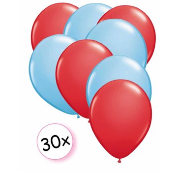 Joni's Winkel Ballonnen Rood & Licht blauw 30 stuks 27 cm