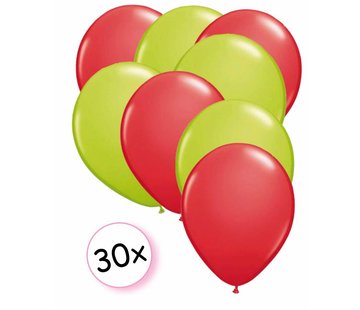 Joni's Winkel Ballonnen Rood & Licht groen 30 stuks 27 cm