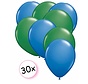 Ballonnen Blauw & Groen 30 stuks 27 cm