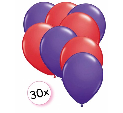 Joni's Winkel Ballonnen Paars & Rood 30 stuks 27 cm