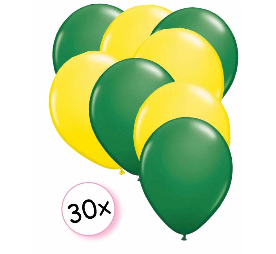 Ballonnen Groen & Geel 30 stuks 27 cm