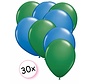 Ballonnen Groen & Blauw 30 stuks 27 cm