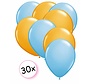 Ballonnen Licht blauw & Oranje 30 stuks 27 cm