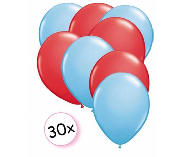 Joni's Winkel Ballonnen Licht blauw & Rood 30 stuks 27 cm