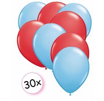 Joni's Winkel Ballonnen Licht blauw & Rood 30 stuks 27 cm