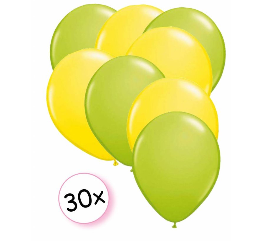 Ballonnen Licht groen & Geel 30 stuks 27 cm