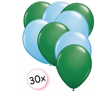 Joni's Winkel Ballonnen Groen & Licht blauw 30 stuks 27 cm