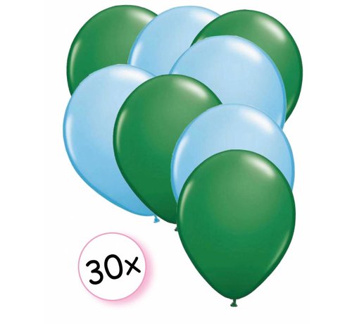 Joni's Winkel Ballonnen Groen & Licht blauw 30 stuks 27 cm