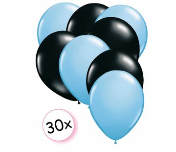 Joni's Winkel Ballonnen Licht blauw & Zwart 30 stuks 27 cm