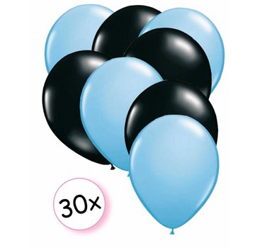 Joni's Winkel Ballonnen Licht blauw & Zwart 30 stuks 27 cm