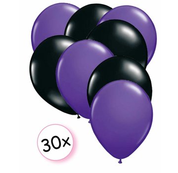 Joni's Winkel Ballonnen Paars & Zwart 30 stuks 27 cm