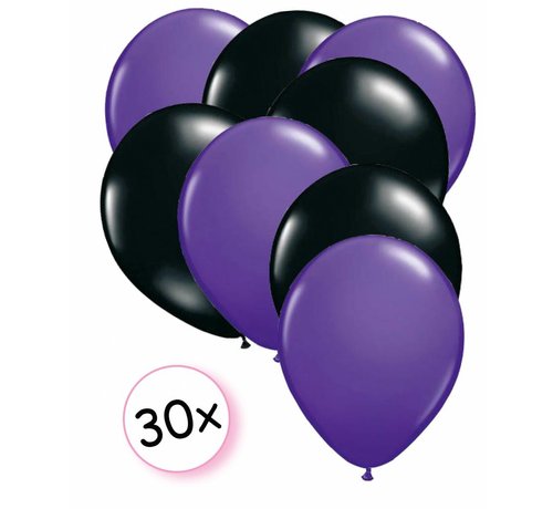 Joni's Winkel Ballonnen Paars & Zwart 30 stuks 27 cm