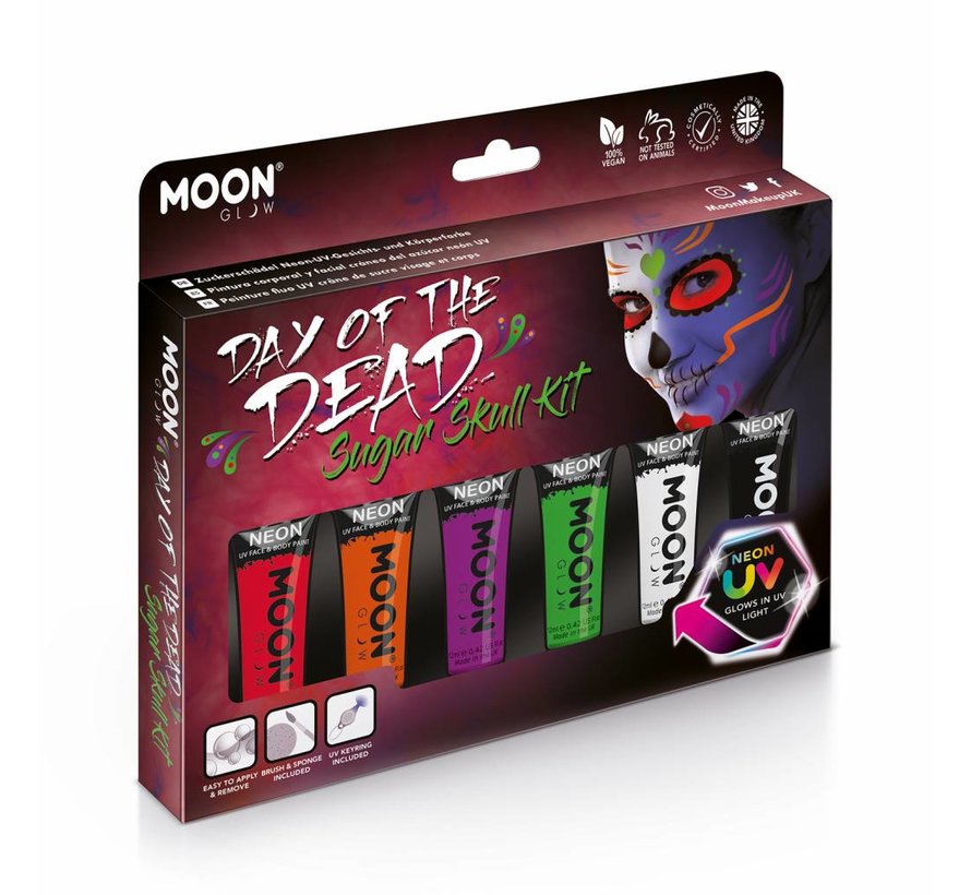 Moon-Glow Day of the dead UV Suger Skull box set