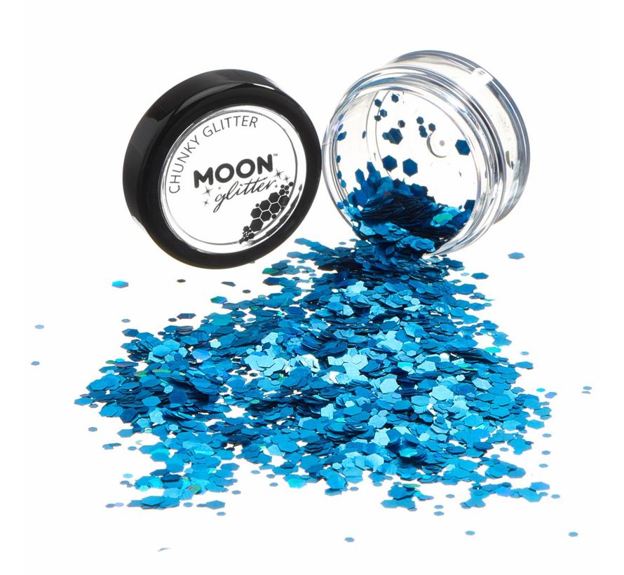 Moon-Glitter Holografische Chunky Glitter Shaker 3 gram Blauw