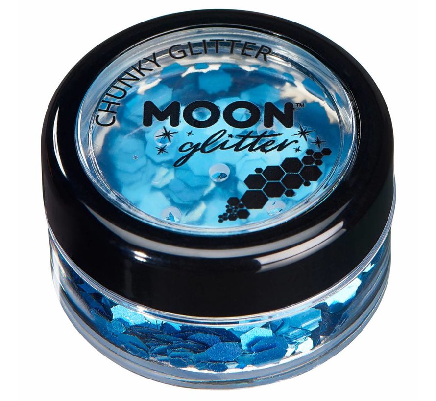 Moon-Glitter Holografische Chunky Glitter Shaker 3 gram Blauw