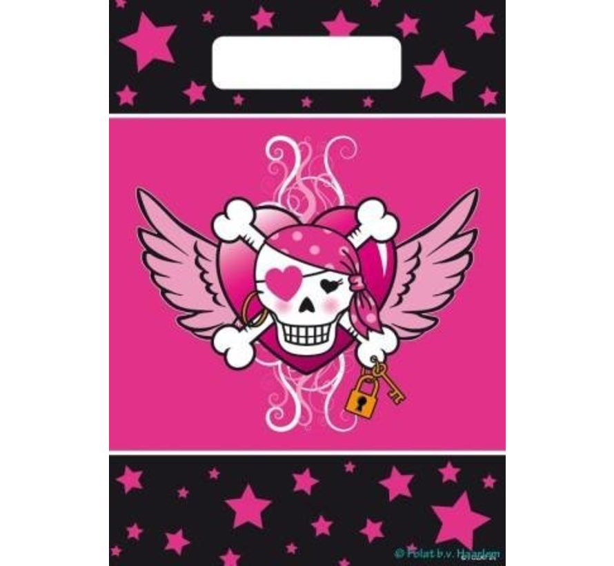 Uitdeelzakjes Pink Pirate girl 8 stuks