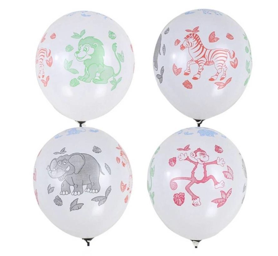 Ballonnen safari dieren multi 8 stuks 30 cm