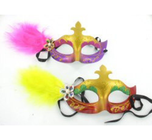 PartyXplosion Gezichtsmasker met veer