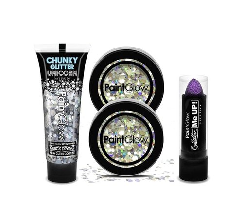 PaintGlow PaintGlow QuatroPack Lipstick Fuchsia + Chunky Glitters Disco Fever