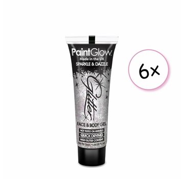 PaintGlow PaintGlow Face & Body paint Glitter Wit 6x