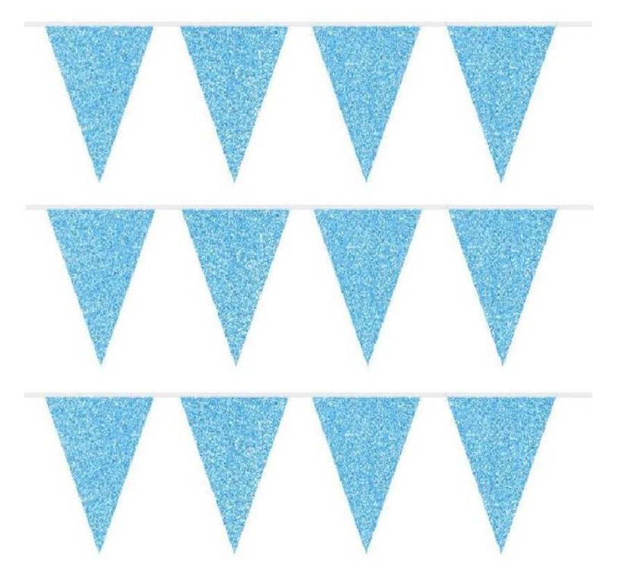 Vlaggenlijn Blauwe glitters 6 meter