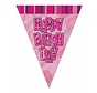 Vlaggenlijn Happy Birthday Glitter roze 3,60 meter