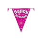 Happy Birthday holograpic vlaggenlijn Pink 3.90 meter
