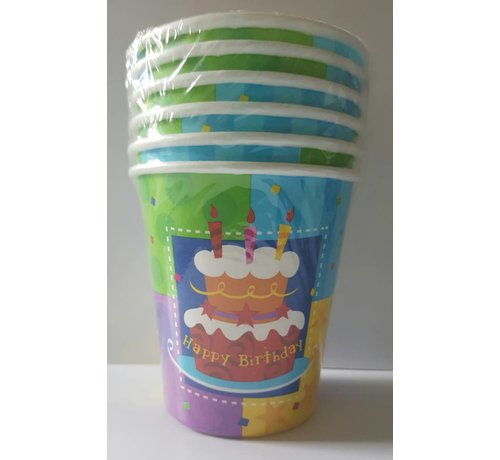 Bekers Happy birthday 18 stuks