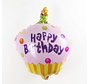 Folieballon Happy birthday Cupcake roze 35x30 cm