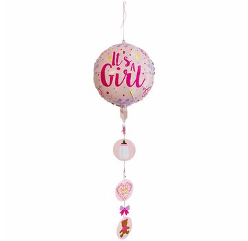 Folieballon It's a Girl Met Onderhanger