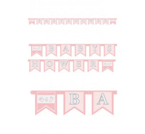 letterslinger Baby Shower roze