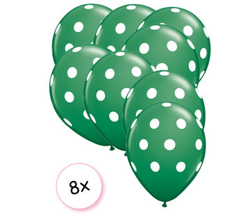 Joni's Winkel Ballonnen dots groen/wit 8 stuks 30 cm