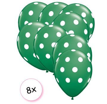 Joni's Winkel Ballonnen dots groen/wit 8 stuks 30 cm