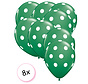 Ballonnen dots groen/wit 8 stuks 30 cm