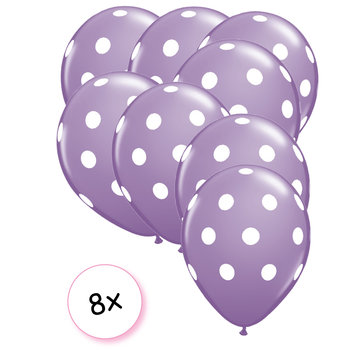 Joni's Winkel Ballonnen dots paars/wit 8 stuks 30 cm