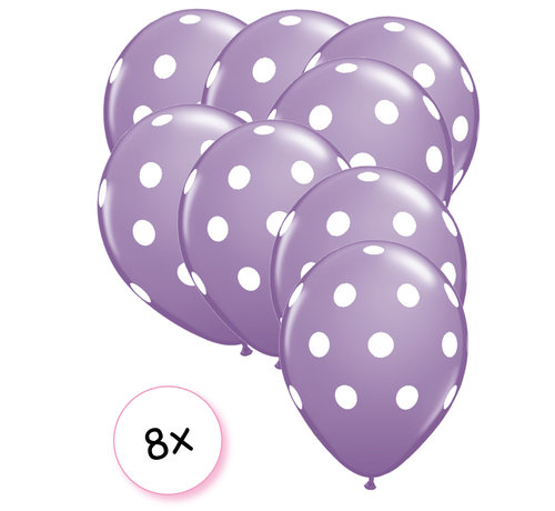 Joni's Winkel Ballonnen dots paars/wit 8 stuks 30 cm