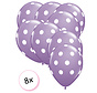 Ballonnen dots paars/wit 8 stuks 30 cm