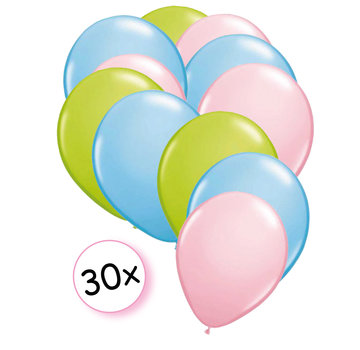 Joni's Winkel Ballonnen Licht Groen, Licht Blauw & Licht Roze 30 stuks 27 cm