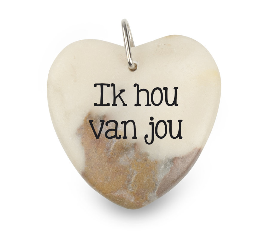 Marmeren gelukshart "Ik hou van je"