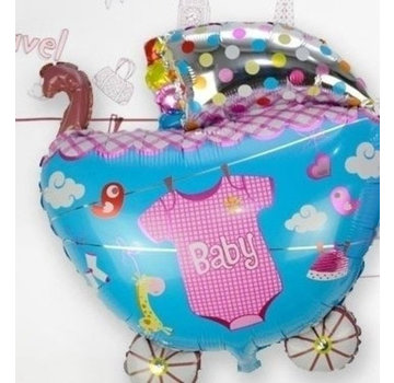 Joni's Winkel Grote XL Folie ballon kinderwagen blauw