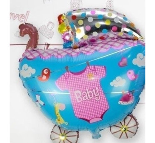 Joni's Winkel Grote XL Folie ballon kinderwagen blauw