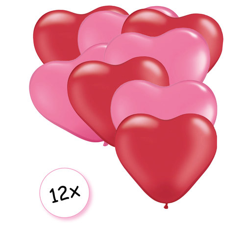 Joni's Winkel Ballonnen Hart Rood & Roze 12 stuks 26 cm