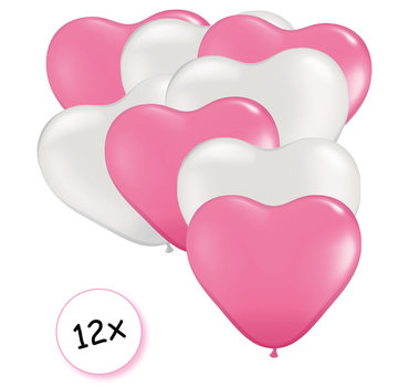 Joni's Winkel Ballonnen Hart Roze & Wit 12 stuks 26 cm