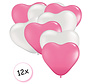 Ballonnen Hart Roze & Wit 12 stuks 26 cm