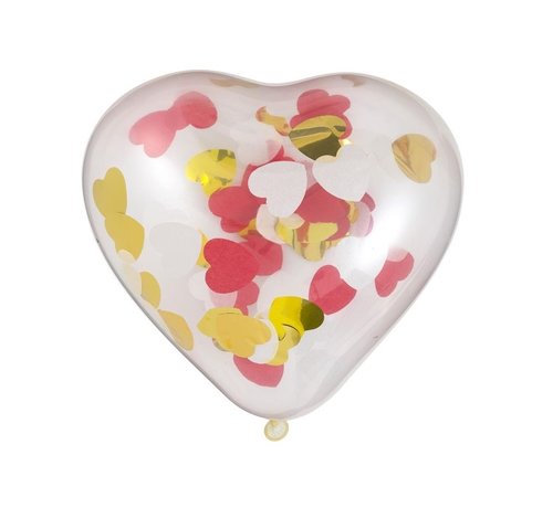 Joni's Winkel Ballonnen hart met confetti 6 stuks 25 cm