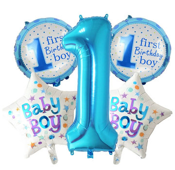 Joni's Winkel Ballonnen set First birthday boy 5 ballonnen