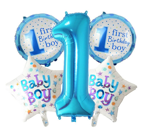 Joni's Winkel Ballonnen set First birthday boy 5 ballonnen