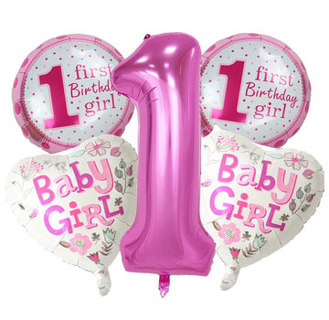 Joni's Winkel Ballonnen set First birthday girl 5 ballonnen