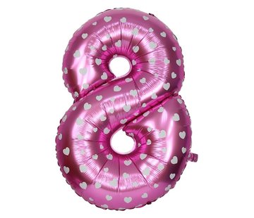 Joni's Winkel Folieballon 8 Roze/Wit 35 cm